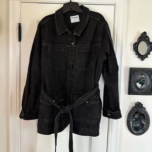 Old Navy Denim Belted Utility Jacket XL Tall Black